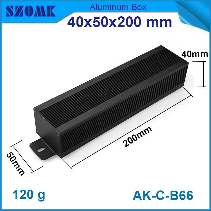 1 조각 szomk 알루미늄 아노다이징 블랙 컬러 압출 인클로저 전자 케이스 디자인 40*50*200mm